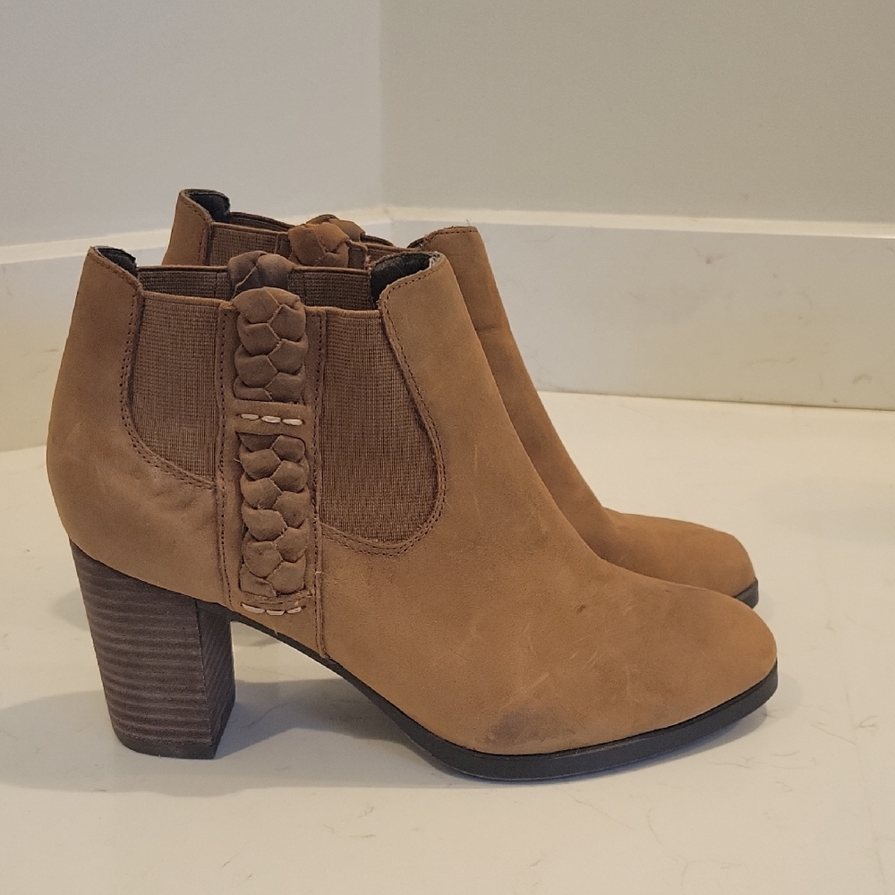 Sperry Brown Ankle Booties with Braided Accent
